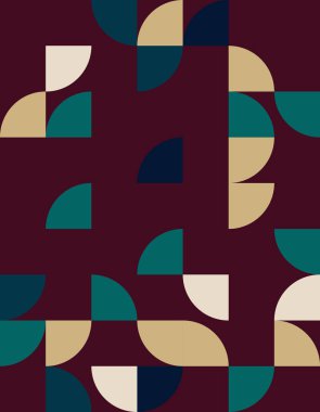 Bauhaus 'un tasarımından esinlenilmiş büyüleyici bir geometrik desen keşfedin. Uyumlu bir renk paletinde cesur şekiller. Modern dekor projeleri için mükemmel.