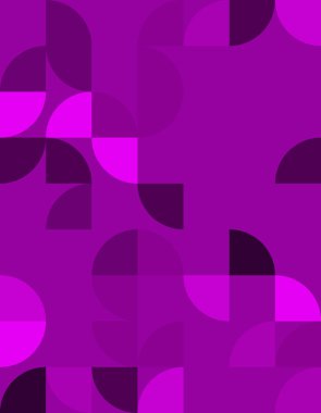 Bu canlı geometrik desen Bauhaus tarzını yansıtan, zengin mor bir palette cesur şekiller sergiliyor. Modern tasarım projeleri ve yaratıcı çalışmalar için ideal.