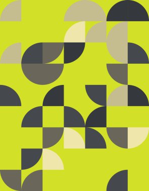 Bu canlı geometrik desen Bauhaus tarzının özünü koyu renkler ve eşsiz şekillerle yakalar. Modern dekor ve yaratıcı projeler için ideal.