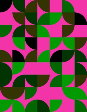 Bauhaus tarzından esinlenerek, cesur renkler ve eşsiz şekiller içeren canlı geometrik desenler keşfedin. Modern tasarım projeleri ve görsel ilham için ideal.