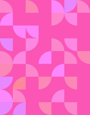 Bu sanat eserinde Bauhaus tarzından esinlenilmiş, pembe ve mor tonlardan oluşan geometrik desenler yer almaktadır. Tasarımı basitliği ve görsel uyumu vurgular, modern estetik için mükemmeldir..