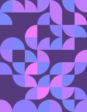 Bauhaus stilinden esinlenilmiş bu canlı geometrik desen tasarımını keşfedin, sanatsal şekiller ve zengin mor renkler çeşitli yaratıcı uygulamalar için mükemmeldir..