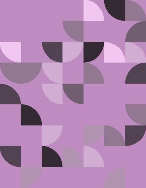 Yumuşak mor tonlara ve dairesel şekillere sahip Bauhaus tarzından esinlenilmiş canlı geometrik desen. Modern dekorasyon, duvar kağıtları ve daha fazlası için mükemmel..