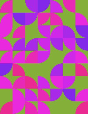 Bauhaus stilinden esinlenerek, cesur renkler ve benzersiz şekiller içeren canlı bir geometrik desen keşfedin. Modern tasarım projeleri ve sanat için mükemmel..