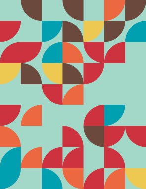 Bauhaus stilinden esinlenen bu canlı geometrik deseni keşfedin. Modern tasarımlar için ideal, bu soyut sanat eserleri cesur renkler ve dinamik şekiller içerir..