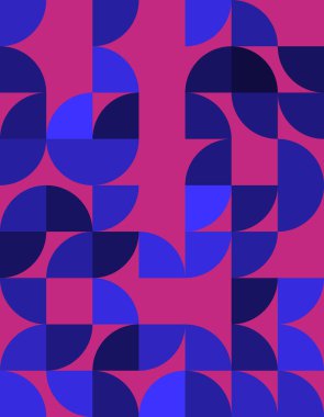 Bauhaus stilinden esinlenilmiş canlı bir geometrik desen keşfedin, cesur şekiller ve çarpıcı bir renk paleti, modern tasarım uygulamaları için mükemmel..