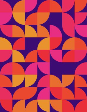 Bauhaus stilinden esinlenerek, cesur şekil ve renklerle dolu canlı bir geometrik desen keşfedin. Modern dekor ya da sanatsal projeler için mükemmel.