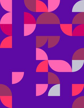 Bauhaus 'un tasarım prensiplerinden esinlenilmiş canlı bir geometrik desen keşfedin. Cesur renkler ve çarpıcı şekillerle, bu soyut sanat eseri modern dekor için mükemmeldir..