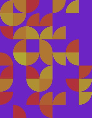 Bauhaus tarzından esinlenilmiş canlı bir geometrik desen. Cesur renkler ve oyuncu şekiller içeriyor. Modern tasarım projeleri ve yaratıcı ifade için ideal.