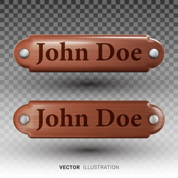 Realistic Vector Wooden Nameplates Different Lighting Isolated Transparent Background Vector Vector Graphics