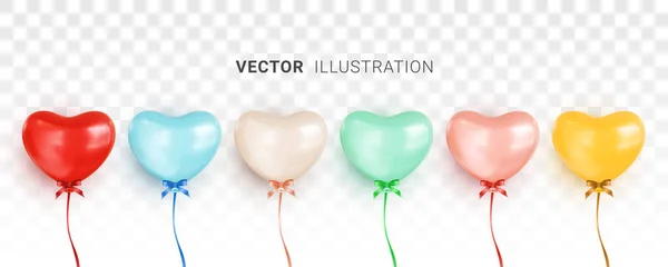 Grupp Flerfärgade Heliumballonger Form Ett Hjärta Transparent Bakgrund Hjärt Ikoner Royaltyfria illustrationer