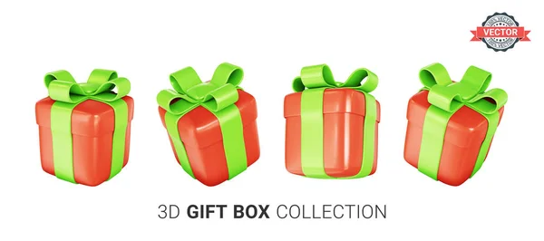 Set Gift Box Icons Bows Design Elements Collection Greeting Cards — Wektor stockowy