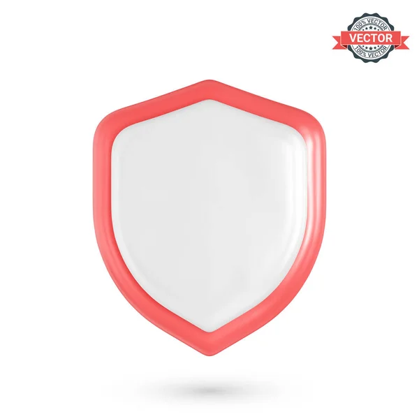Red Security Shield Icon Realistic Vector Illustration Cartoon Style Design — Stock vektor