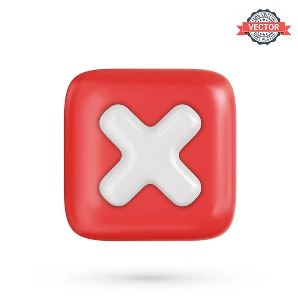 Incorrect Sign Wrong Mark Icon Glossy Red Button White Cross — Wektor stockowy