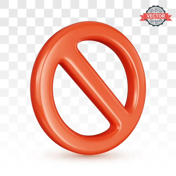 Rot Verbotenes Verkehrszeichen Oder Verbotssymbol Kein Zeichen Dreiviertelfrontansicht Realistische Vektordarstellung — Stockvektor