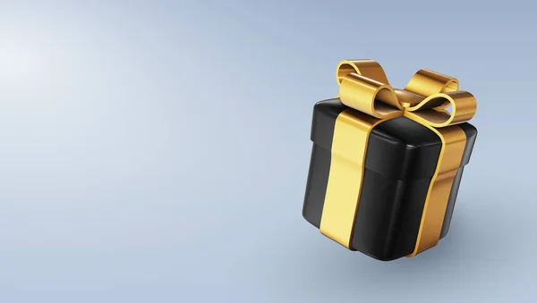 Μαύρο Κουτί Δώρου Κουτί Δώρου Χρυσό Φιόγκο Web Banner Πρότυπο — Διανυσματικό Αρχείο