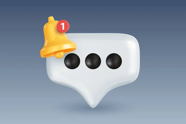 Gelbe Glocke Mit Meldezähler Und Sprechblase Benachrichtigungssymbol Social Media Oder — Stockvektor