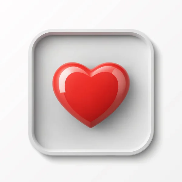 ホワイトフレームの赤いハートアイコン アプリのアイコンをデート 愛の概念 バレンタインデーへの愛の宣言 白い背景のベクトルイラスト ストックイラスト