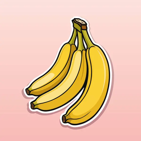 Dojrzałe Banany Ilustracja Wektor Kolorów Stylu Kreskówki Miękkim Różowym Tle Ilustracja Stockowa