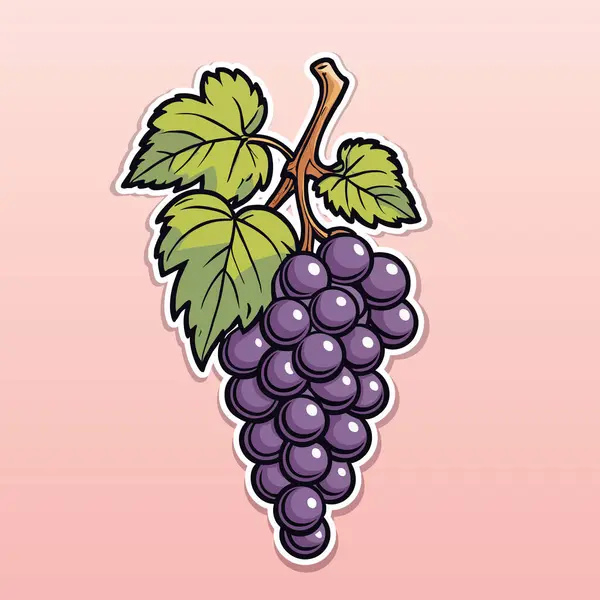 ジューシーで熟したブドウ 柔らかいピンクの背景に漫画スタイルの色ベクターイラスト ストックベクター