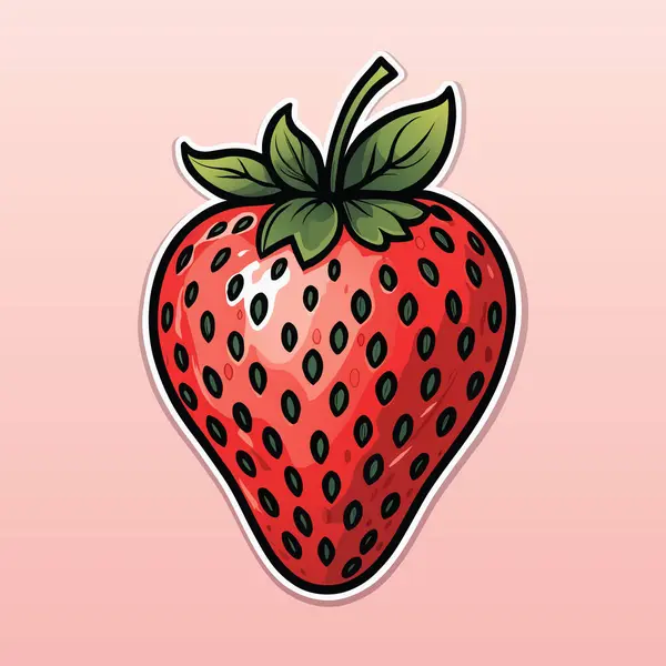 パイプと甘いイチゴ 柔らかいピンクの背景に漫画スタイルの色ベクターイラスト ストックベクター