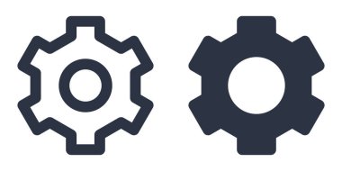 Ayarlar, dişli veya dişli basit simgeler dizayn edilmiş, ana hatlar, çizgi ve vuruş biçimi