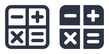 Hesaplayıcı mini basit simgeler dizayn edilmiş, ana hatlar, çizgi ve vuruş biçimi