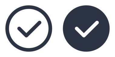 İşaretleme işareti veya tik işareti basit simgeler dizayn edilmiş, ana hatlar, çizgi ve vuruş biçimi