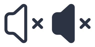 Hoparlör Kapalı ya da Ses Kapalı basit simgeler dizayn edilmiş, özet, satır ve vuruş biçimi