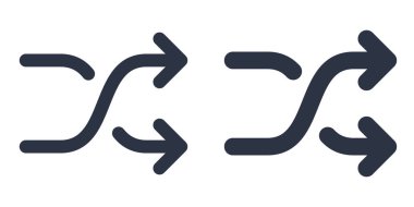 Rastgele Seçim ya da Karıştır basit simgeleri doldurulmuş, ana hatlı, çizgi ve vuruş biçiminde dizayn edildi