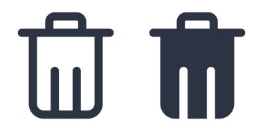 Çöp kovası basit simgeleri doldurulmuş, ana hatlar, çizgi ve vuruş biçimi olarak dizayn edildi