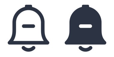 Bildirimi Kaldır ya da Eksi ile çan doldurulmuş, ana hatlı, çizgi ve vuruş tarzında dizayn edilmiş basit simgeler