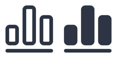 Sütun Grafiği basit simgeleri doldurulmuş, ana hatlı, çizgi ve vuruş biçiminde dizayn edildi