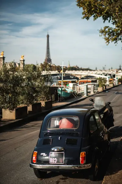 Paris France October 2023 Mobil Klasik Vintage Fiat 500 Jalan — Stok Foto