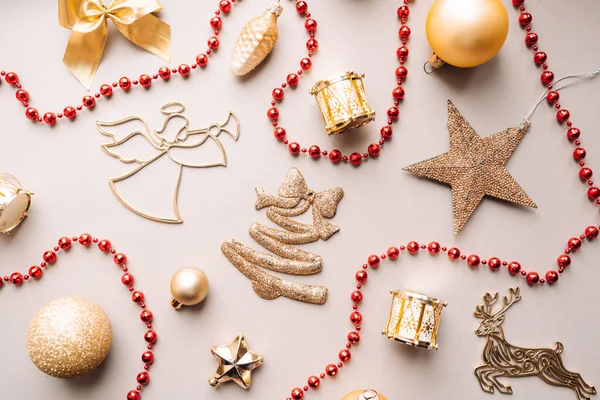 Vista Cerca Las Decoraciones Año Nuevo Fondo Estado Ánimo Navidad —  Fotos de Stock