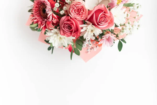 Schöner Frühlingsstrauß Mit Rosa Und Weißen Zarten Blüten — Stockfoto