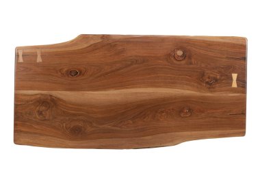 Doğal ahşaptan yapılmış masalar beyazda izole edilmiş. Tahta masalar.