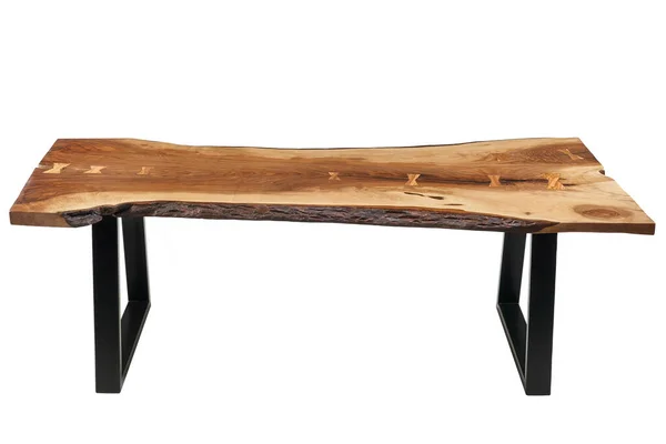 Tables Manufactured Natural Wood Isolated White Wooden Tables — 스톡 사진