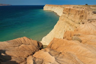 view of beautiful beach with sea waves in gokceada island