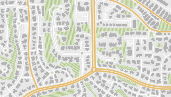 Stadens Övre Visa Från Ovan Kartan Byggnader Gps Kartan Detaljerad — Stock vektor