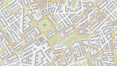 Şehir manzarası. Harita binalarının üstünden bak. GPS haritası. Şehrin yukarıdan detaylı görüntüsü. Dekoratif grafik turist haritası. Çeyrek konut binaları. Vektör, çizim. Soyut ulaşım arkaplanı.