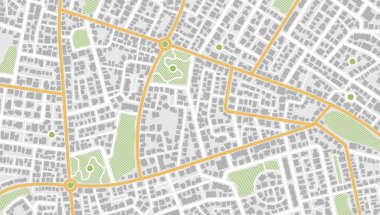 GPS haritası ev sahibi. Harita binalarının üstünden bak. Şehrin yukarıdan detaylı görüntüsü. Şehir üstü görünümü