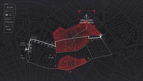Gps Карта Привязывается Собственному Дому Закрытая Территория Район Дорога Детальный — стоковый вектор