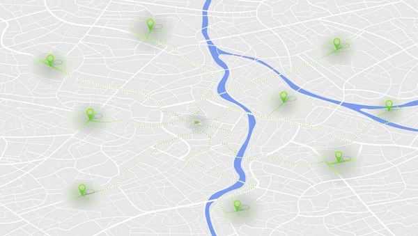 Şehrin yukarıdan detaylı görüntüsü. Şehir manzarası seti. Harita binalarının üstünden bak. GPS haritası. Dekoratif grafik
