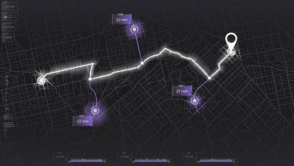 Возьми Такси Gps Карта Привязывается Собственному Дому Детальный Вид Город — стоковый вектор