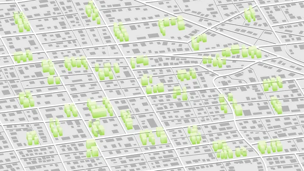 Mapa Isométrico Moderno Ubicación Con Edificios Industriales Abstractos Monumentos Ciudad — Vector de stock
