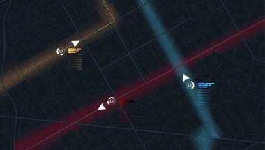 Şehrin yukarıdan detaylı görüntüsü. Şehir manzarası. Harita binalarının üstünden bak. GPS haritası. Dekoratif grafik turist haritası. Çeyrek konut binaları. Vektör, çizim. Soyut ulaşım arkaplanı.