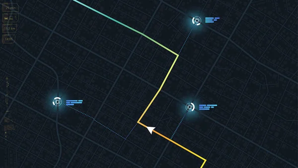 Gps Карта Городская Улица Абстрактный Транспорт Вид Сверху Высокотехнологичный Векторный — стоковый вектор