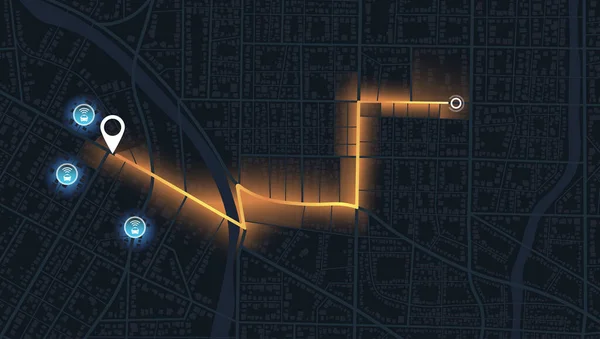 Возьми Такси Gps Карта Привязывается Собственному Дому Детальный Вид Город — стоковый вектор