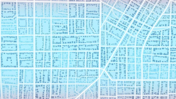 蓝色城市区域 背景地图 街道和制图插图 宽屏比例 数字平面设计线路图 设有街道及位置的屏风 — 图库矢量图片